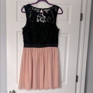 Elegant Black and Pink Lace Dress